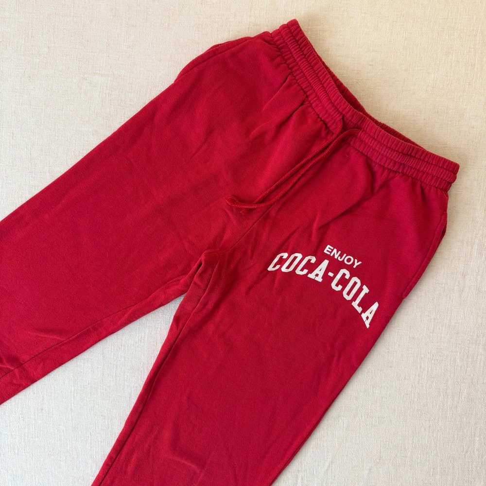 Coca-Cola Red Graphic Sweatpants Joggers Mens Small Enjoy Coca-Cola Logo - Picture 8 of 9